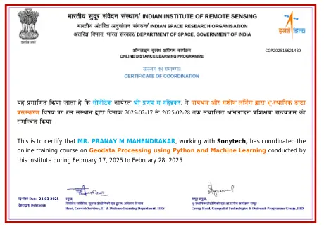 online training course on Geodata Processing using Python and Machine Learning conducted by