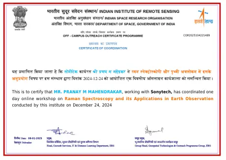 day online workshop on Raman Spectroscopy and its Applications in Earth Observation