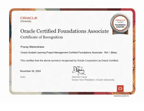 Oracle Guided Learning Project Management Certified Foundations Associate - Rel 1 (Beta)