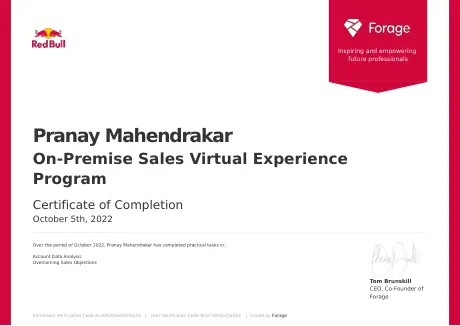 On-Premise Sales Virtual Experience