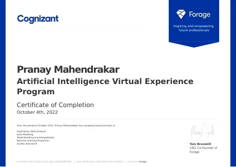Artificial Intelligence Virtual Experience