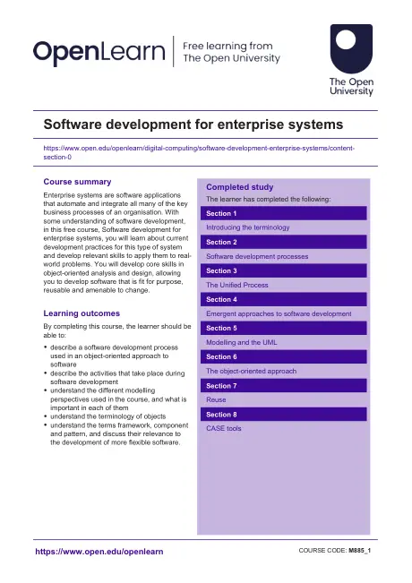 Software development for enterprise systems